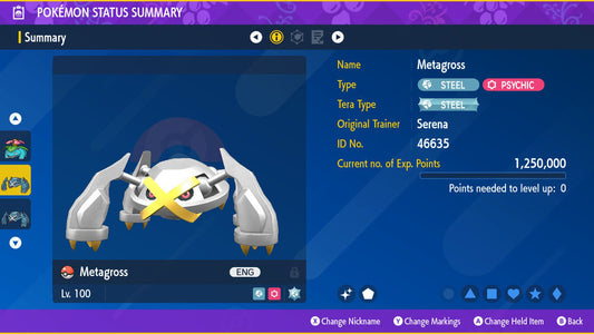 SHINY 6IV METAGROSS / Pokémon Scarlet and Violet / 6IV Pokemon / Shiny Pokemon / Competitive /  Free Shiny / Fast Trade / Pokerus /