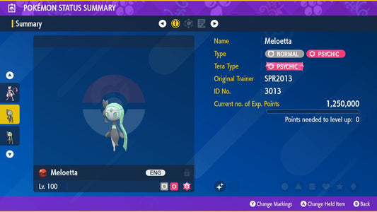 SHINY 6IV MELOETTA / Pokémon Scarlet and Violet / 6IV Pokemon / Shiny Pokemon / Competitive / Mythical Pokemon /  Fast Trade / Pokerus /
