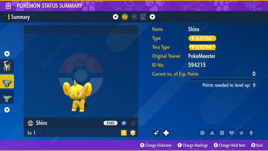 SHINY 6IV SHINX EV Trained | Scarlet & Violet Pokémon | Battle Ready Competitive | Free Bonus Shiny |
