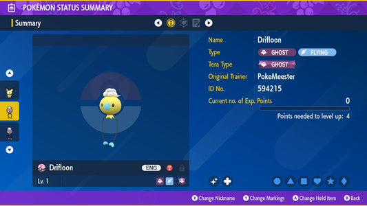 SHINY 6IV DRIFLOON EV Trained | Scarlet & Violet Pokémon | Battle Ready Competitive | Free Bonus Shiny |