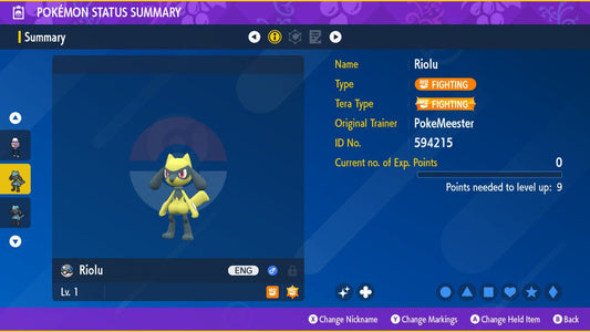 SHINY 6IV RIOLU EV Trained | Scarlet & Violet Pokémon | Battle Ready Competitive | Free Bonus Shiny |