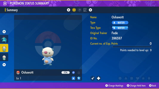 SHINY 6IV OSHAWOTT / Pokémon Scarlet and Violet / 6IV Pokemon / Shiny Pokemon / Competitive /  Free Shiny / Fast Trade / Pokerus /