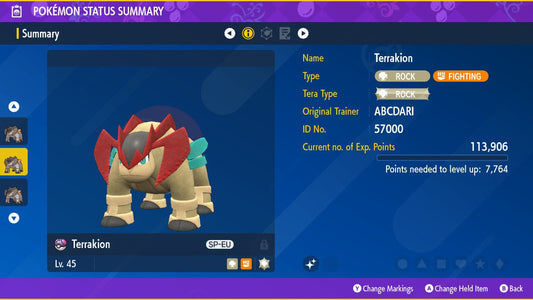 SHINY 6IV TERRAKION / Pokémon Scarlet and Violet / 6IV Pokemon / Shiny Pokemon / Competitive /  Free Shiny / Fast Trade / Pokerus /
