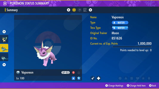 SHINY 6IV VAPOREON EV Trained | Scarlet & Violet Pokémon | Battle Ready Competitive | Free Bonus Shiny |