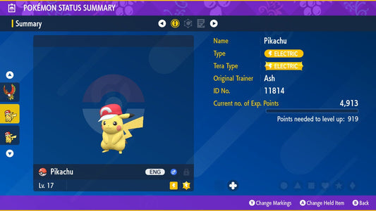 ASH PIKACHU EVENT Kalos Cap 6IV / Pokémon Scarlet and Violet / 6IV Pokemon / Event Pokemon / Competitive Battle Ready + EVs / Free Shiny
