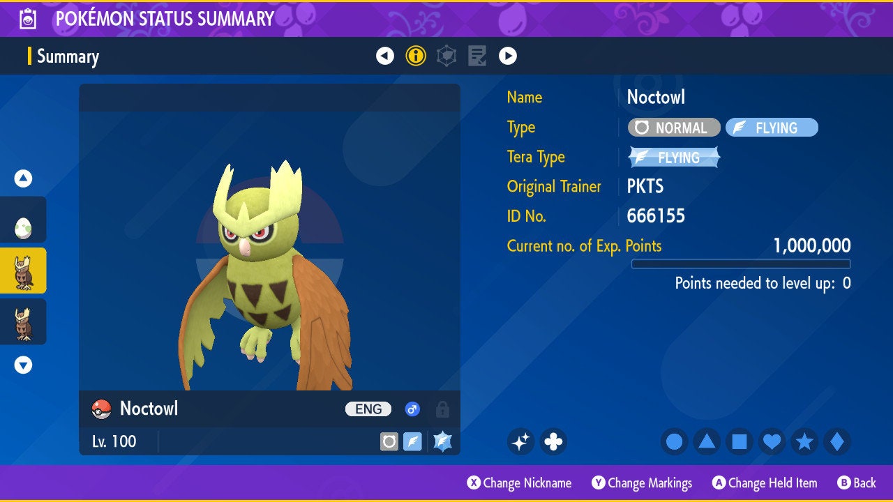 SHINY 6IV NOCTOWL / Pokémon Scarlet and Violet / 6IV Pokemon / Shiny Pokemon / Competitive /  Fast Trade / Pokerus / Rare Pokemon