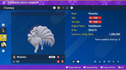 SHINY 6IV NINETALES / Pokémon Scarlet and Violet / Teal Mask / Shiny Pokemon / Competitive Battle Ready + EVs / Free Shiny / EV Trained