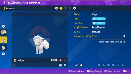 SHINY 6IV Alolan VULPIX / Pokémon Scarlet Violet / 6IV Pokemon / Shiny Pokemon / Competitive /  Fast Trade / Pokerus / Rare Pokemon
