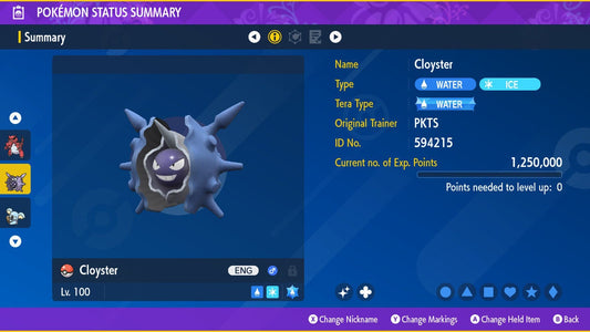SHINY 6IV CLOYSTER EV Trained | Scarlet & Violet Pokémon | Battle Ready Competitive | Free Bonus Shiny |