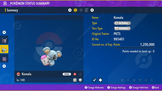 SHINY 6IV KOMALA EV Trained | Scarlet & Violet Pokémon | Battle Ready Competitive | Free Bonus Shiny |