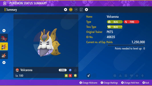 SHINY 6IV VOLCARONA EV Trained | Scarlet & Violet Pokémon | Battle Ready Competitive | Free Bonus Shiny |