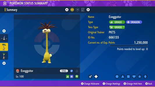 SHINY 6IV Alolan EXEGGUTOR / Pokémon Scarlet Violet / 6IV Pokemon / Shiny Pokemon / Competitive / Hidden Treasure of Area Zero Teal Mask DLC