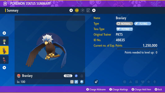 SHINY 6IV BRAVIARY EV Trained | Scarlet & Violet Pokémon | Battle Ready Competitive | Free Bonus Shiny |