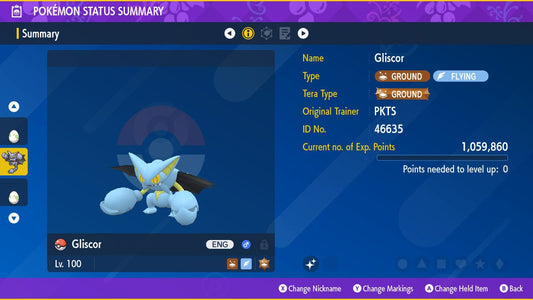 SHINY 6IV GLISCOR / Pokémon Scarlet and Violet / 6IV Pokemon / Shiny Pokemon / Competitive /  Fast Trade / Pokerus / Rare Pokemon