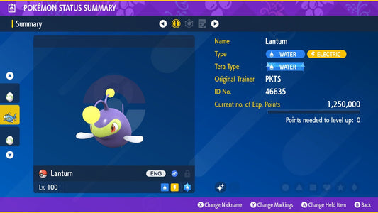 SHINY 6IV LANTURN / Pokémon Scarlet and Violet / 6IV Pokemon / Shiny Pokemon / Competitive /  Free Shiny / Fast Trade / Pokerus /