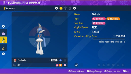 SHINY 6IV GALLADE EV Trained | Scarlet & Violet Pokémon | Battle Ready Competitive | Free Bonus Shiny |