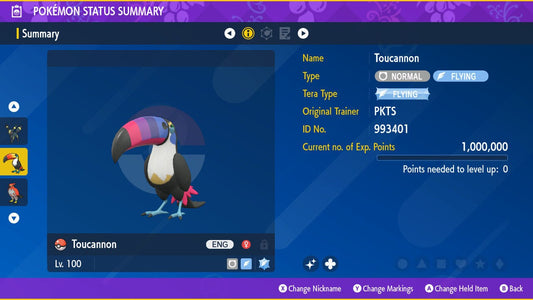 SHINY 6IV TOUCANNON EV Trained | Scarlet & Violet Pokémon | Battle Ready Competitive | Free Bonus Shiny |