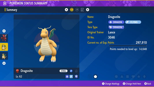 LANCE'S DRAGONITE EVENT 6IV / Pokémon Scarlet and Violet / 6IV Pokemon / Event Pokemon / Competitive Battle Ready + EVs / Free Shiny