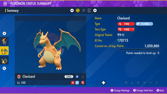 ASH CHARIZARD EVENT 6IV / Pokémon Scarlet and Violet / 6IV Pokemon / Event Pokemon / Competitive Battle Ready + EVs / Free Shiny