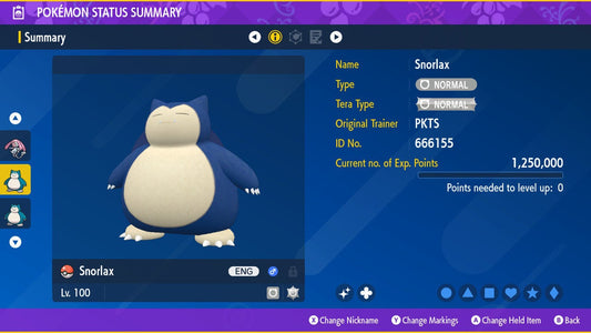 SHINY 6IV SNORLAX EV Trained | Scarlet & Violet Pokémon | Battle Ready Competitive | Free Bonus Shiny |