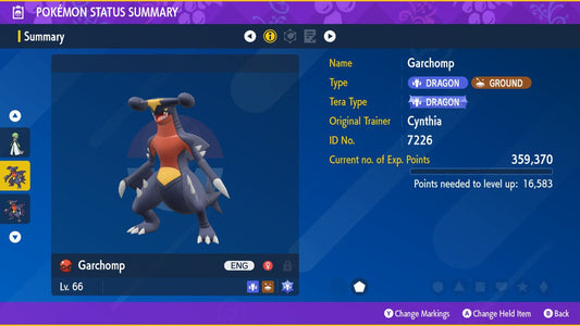 CYNTHIA'S GARCHOMP EVENT 6IV / Pokémon Scarlet and Violet / 6IV Pokemon / Event Pokemon / Competitive Battle Ready + EVs / Free Shiny