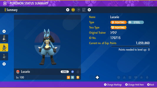 ASH LUCARIO EVENT 6IV / Pokémon Scarlet and Violet / 6IV Pokemon / Event Pokemon / Competitive Battle Ready + EVs / Free Shiny Rare Pokemon