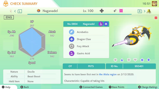 Pokemon HOME 6IV Shiny NAGANADEL | Pokémon Home Trade | Scarlet Violet, Sword Shield, BdSp, Legends Arceus, Lets Go | Bonus Shiny Gift
