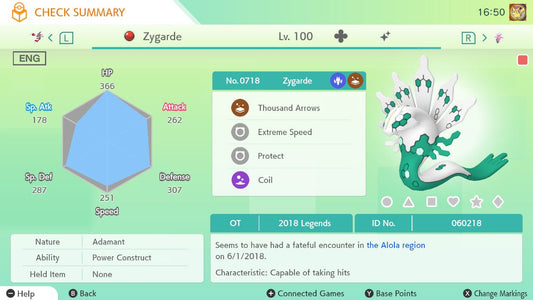 Pokemon HOME 6IV Shiny ZYGARDE | Pokémon Home Trade | Scarlet Violet, Sword Shield, BdSp, Legends Arceus, Lets Go | Bonus Shiny Gift