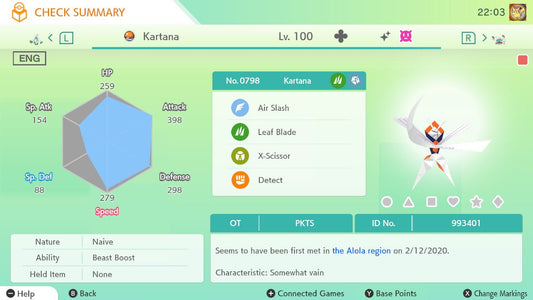 Pokemon HOME 6IV Shiny KARTANA | Pokémon Home Trade | Scarlet Violet, Sword Shield, BdSp, Legends Arceus, Lets Go | Bonus Shiny Gift