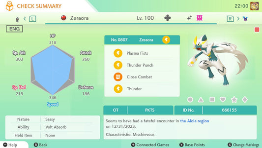 Pokemon HOME 6IV Shiny ZERAORA | Pokémon Home Trade | Scarlet Violet, Sword Shield, BdSp, Legends Arceus, Lets Go | Bonus Shiny Gift