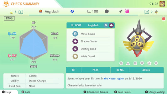 Pokemon HOME 6IV Shiny AEGISLASH | Pokémon Home Trade | Scarlet Violet, Sword Shield, BdSp, Legends Arceus, Lets Go | Bonus Shiny Gift