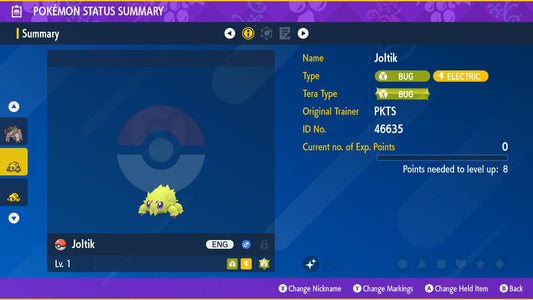 SHINY 6IV JOLTIK / Pokémon Scarlet and Violet / 6IV Pokemon / Shiny Pokemon / Competitive /  Fast Trade / Pokerus / Rare Pokemon