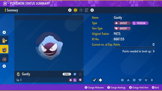 SHINY 6IV GASTLY / Pokémon Scarlet and Violet / 6IV Pokemon / Shiny Pokemon / Competitive /  Fast Trade / Pokerus / Rare Pokemon