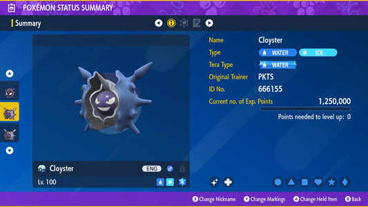 SHINY 6IV CLOYSTER / Pokémon Scarlet and Violet / 6IV Pokemon / Shiny Pokemon / Competitive /  Fast Trade / Pokerus / Rare Pokemon