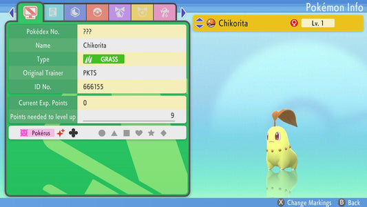 SHINY 6IV CHIKORITA / Pokémon Brilliant Diamond and Shining Pearl / 6IV Pokemon / Shiny Pokemon / Competitive Battle Ready EVs / Free Shiny