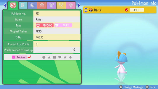 SHINY 6IV RALTS / Pokémon Brilliant Diamond and Shining Pearl / 6IV Pokemon / Shiny Pokemon / Competitive Battle Ready EVs / Free Shiny