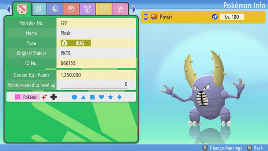 SHINY 6IV PINSIR / Pokémon Brilliant Diamond and Shining Pearl / 6IV Pokemon / Shiny Pokemon / Competitive Battle Ready EVs / Free Shiny