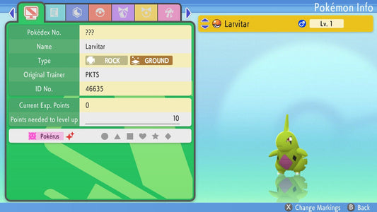 SHINY 6IV LARVITAR / Pokémon Brilliant Diamond and Shining Pearl / 6IV Pokemon / Shiny Pokemon / Competitive Battle Ready EVs / Free Shiny