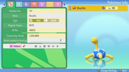 SHINY 6IV SHUCKLE / Pokémon Brilliant Diamond and Shining Pearl / 6IV Pokemon / Shiny Pokemon / Competitive Battle Ready EVs / Free Shiny