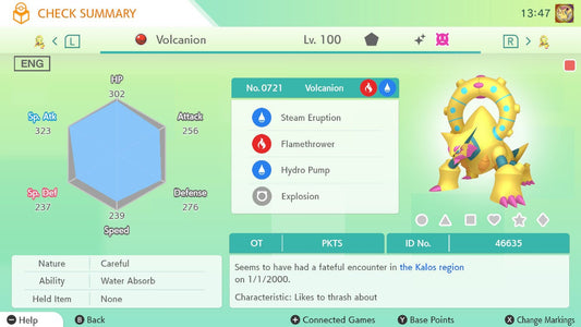 Pokemon HOME 6IV Shiny VOLCANION | Pokémon Home Trade | Scarlet Violet, Sword Shield, BdSp, Legends Arceus, Lets Go | Bonus Shiny Gift