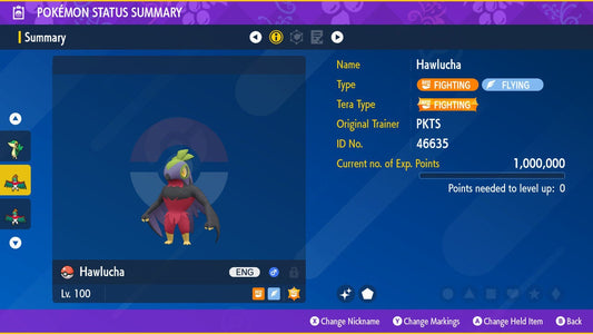 SHINY 6IV HAWLUCHA EV Trained | Scarlet & Violet Pokémon | Battle Ready Competitive | Free Bonus Shiny |