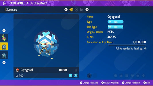 SHINY 6IV CRYOGONAL EV Trained | Scarlet & Violet Pokémon | Battle Ready Competitive | Free Bonus Shiny |
