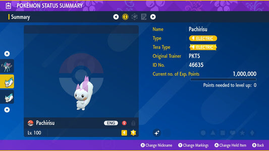 SHINY 6IV PACHIRISU EV Trained | Scarlet & Violet Pokémon | Battle Ready Competitive | Free Bonus Shiny |