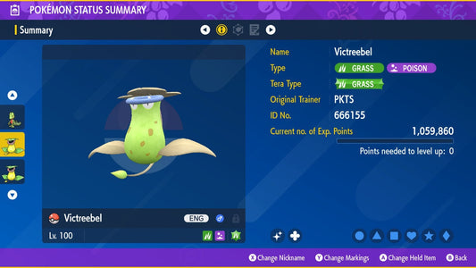 SHINY 6IV VICTREEBEL EV Trained | Scarlet & Violet Pokémon | Battle Ready Competitive | Free Bonus Shiny |