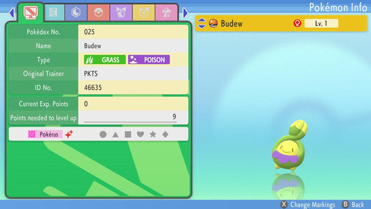 SHINY 6IV BUDEW / Pokémon Brilliant Diamond and Shining Pearl / 6IV Pokemon / Shiny Pokemon / Competitive Battle Ready EVs / Free Shiny