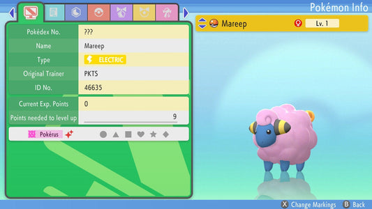 SHINY 6IV MAREEP / Pokémon Brilliant Diamond and Shining Pearl / 6IV Pokemon / Shiny Pokemon / Competitive Battle Ready EVs / Free Shiny