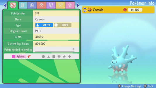 SHINY 6IV CORSOLA / Pokémon Brilliant Diamond and Shining Pearl / 6IV Pokemon / Shiny Pokemon / Competitive Battle Ready EVs / Free Shiny
