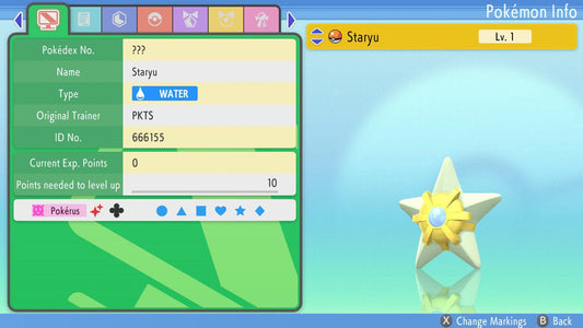 SHINY 6IV STARYU / Pokémon Brilliant Diamond and Shining Pearl / 6IV Pokemon / Shiny Pokemon / Competitive Battle Ready EVs / Free Shiny
