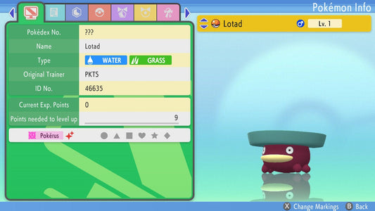 SHINY 6IV LOTAD / Pokémon Brilliant Diamond and Shining Pearl / 6IV Pokemon / Shiny Pokemon / Competitive Battle Ready EVs / Free Shiny