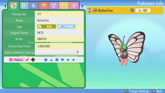 SHINY 6IV BUTTERFREE / Pokémon Brilliant Diamond and Shining Pearl / 6IV Pokemon / Shiny Pokemon / Competitive Battle Ready EVs / Free Shiny